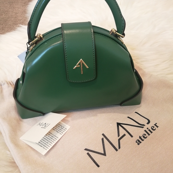 Jade green demi top handle leather handbag - Picture 5 of 7